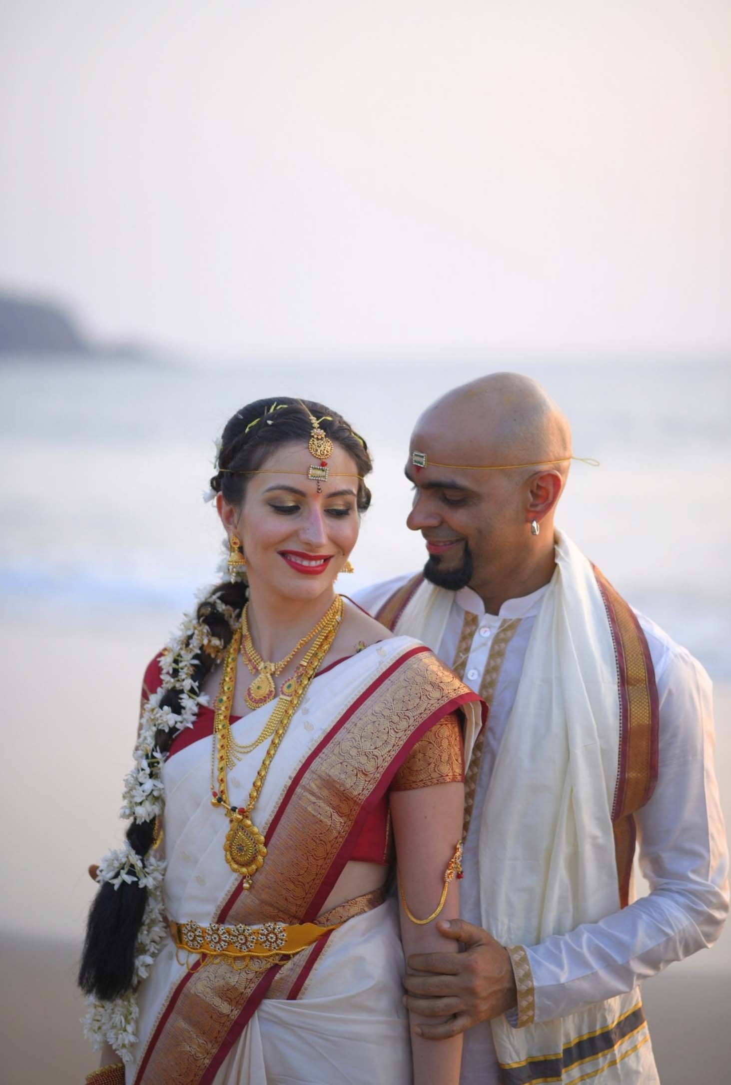 Couple portrait in traditional wedding attire